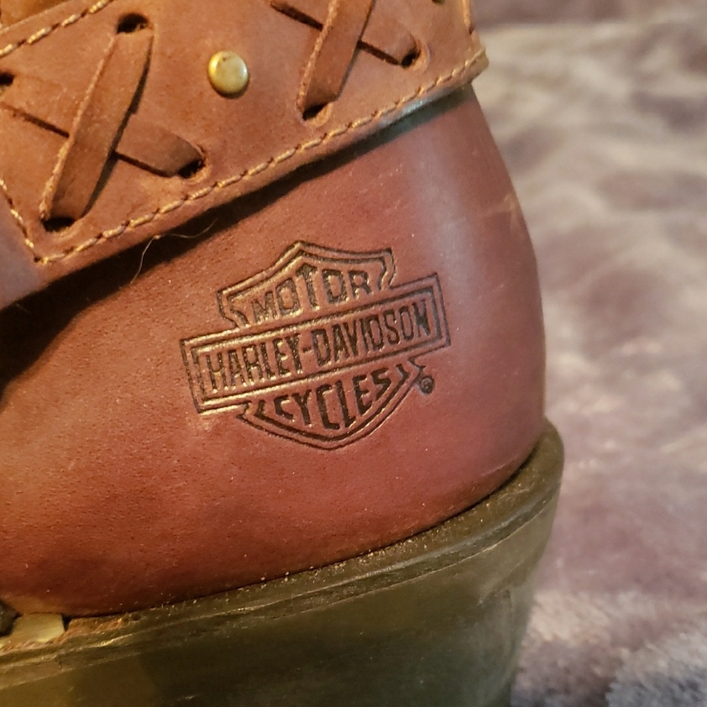 Harley-Davidson Brown Leather Moto Boots - Picture 3 of 8